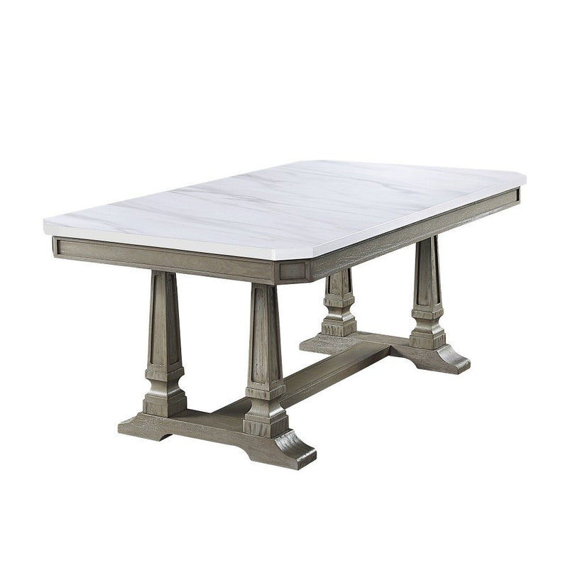 Zumala - Dining Table - Marble Top & Weathered Oak - R&R Furniture Gallery (Fountain Valley, CA)