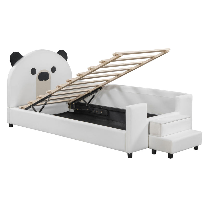 Upholstered Daybed With Bear Shaped Headboard, Hydraulic System And Breathable Fence - R&R Furniture Gallery (Fountain Valley, CA)