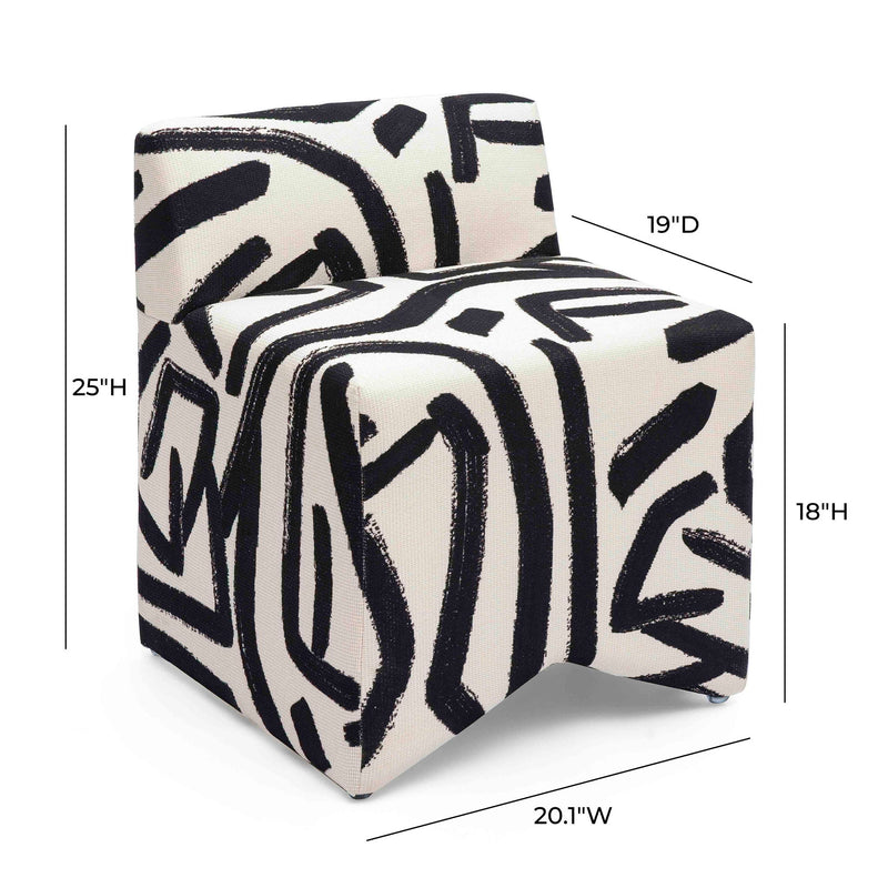 Pippa - Brushstroke Print Stool - Black / White - R&R Furniture Gallery (Fountain Valley, CA)