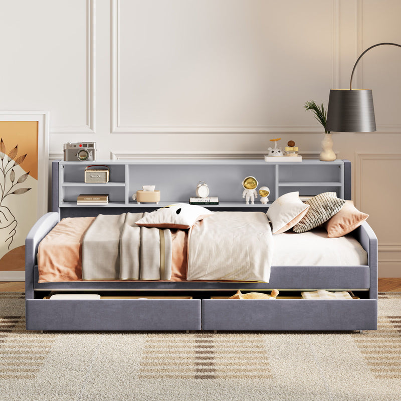 Luxurious Upholstered Platform Bed With Storage Drawers - R&R Furniture Gallery (Fountain Valley, CA)