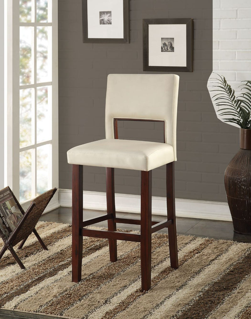 Reiko - Bar Chair - White PU & Espresso - R&R Furniture Gallery (Fountain Valley, CA)