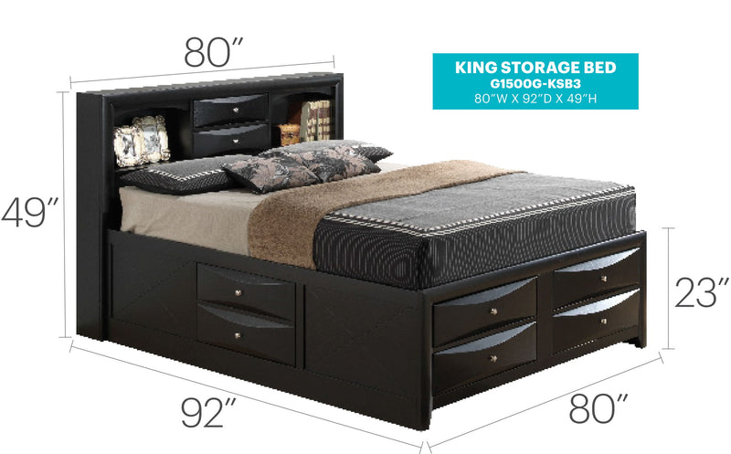 Modern Design Storage Bed With Bookcase Headboard - R&R Furniture Gallery (Fountain Valley, CA)