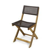 Noble House bistro foldable armless chair with wicker backrest, showcasing a stylish and compact seating option.