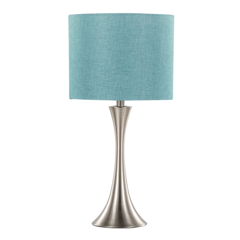 Set of two Lumi Source Lenuxe contemporary semi-gloss table lamps with sleek modern design and soft lighting.