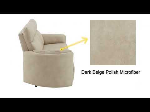 Elison - Motion Glider Recliner With Swivel - Dark Beige Polish Microfiber - R&R Furniture Gallery (Fountain Valley, CA)