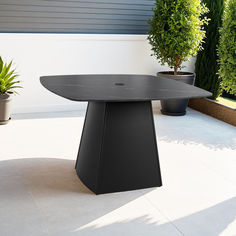Rounded Square Outdoor Pedestal Dining Table - R&R Furniture Gallery (Fountain Valley, CA)