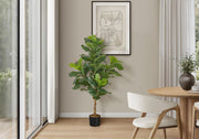 47" Tall, Artificial Plant, Fiddle Tree, Indoor, Faux, Fake, Floor, Greenery, Potted, Real Touch, Decorative - Green / Black - R&R Furniture Gallery (Fountain Valley, CA)