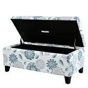 Luxury Storage Ottoman With Floral Patterned Fabric, Soft-Close Hinges, Multi Functional - R&R Furniture Gallery (Fountain Valley, CA)