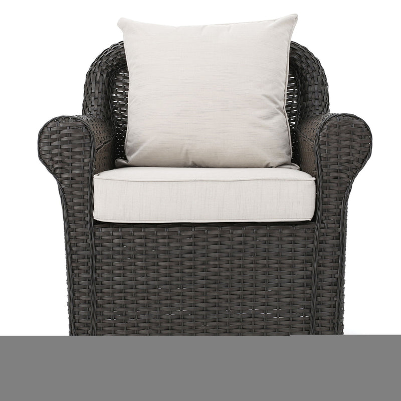 Amaya - Outdoor Swivel Rocker Chair With Water Resistant Cushions - Brown / Beige - R&R Furniture Gallery (Fountain Valley, CA)