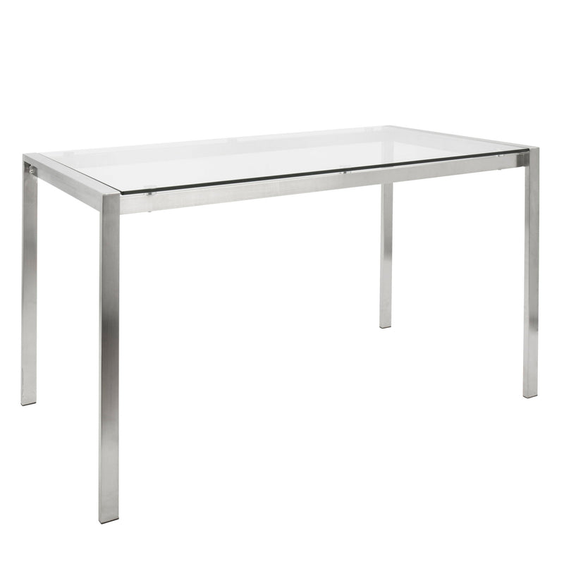 Lumi Source Fuji Foster contemporary 5-piece dining set with glass tabletop and modern design, includes four chairs around the table.