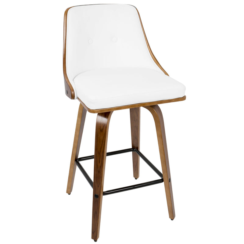 Set of two Lumi Source Gianna mid-century modern counter stools with wooden seats and metal legs, perfect for kitchen or bar counter seating.