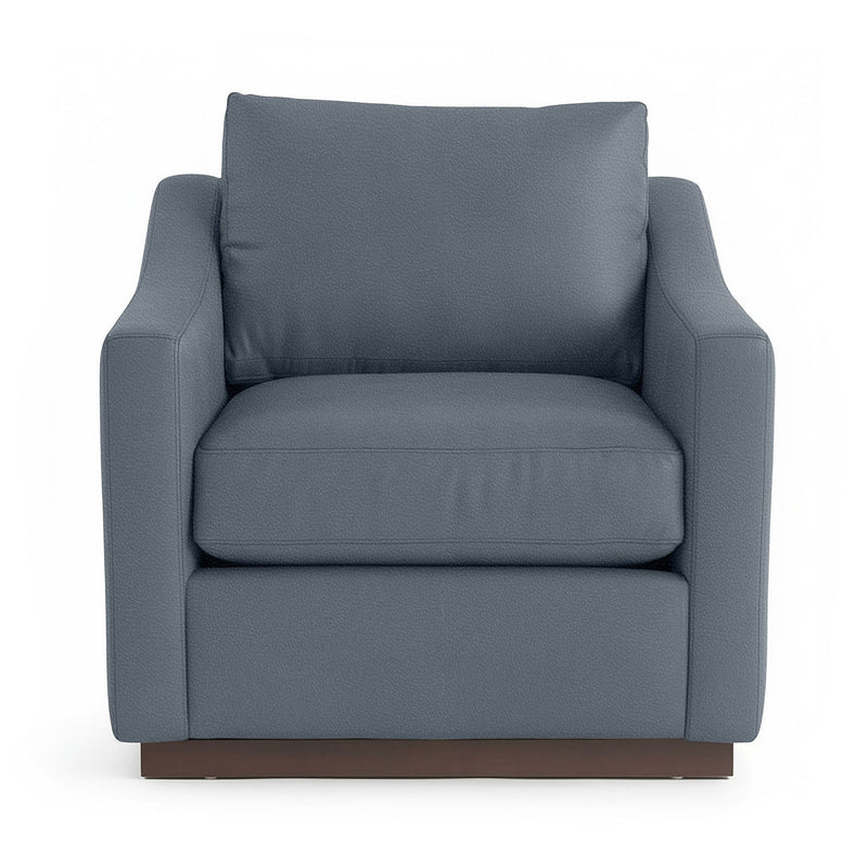 Classic Home Aspen accent arm chair with plush upholstery and wooden legs, stylishly designed for living room decor.