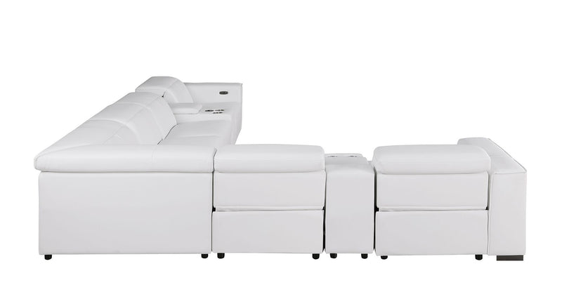 1208 - 8 Piece L Shaped Leather Sectional With 4 Power Recliners & Power Headrests