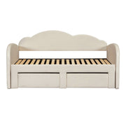 Upholstered Daybed With Cloud-Shaped Backrest, Trundle & 2 Drawers And USB Ports - R&R Furniture Gallery (Fountain Valley, CA)