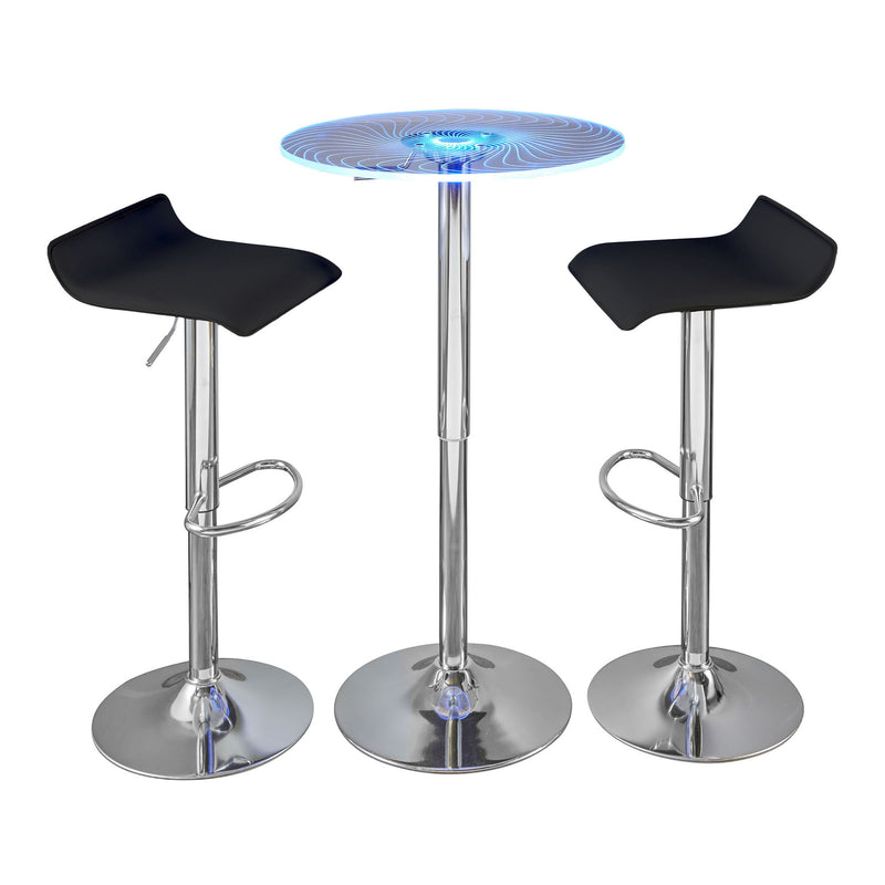 Lumi Source Spyra Ale 3-piece contemporary dining room set with adjustable bar table and matching chairs, modern design.