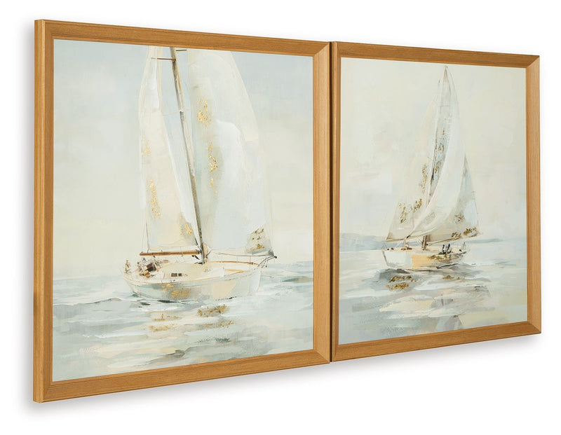 Winbrook - Wall Art Set (Set of 2) - Gray / Tan / Gold Finish - R&R Furniture Gallery (Fountain Valley, CA)
