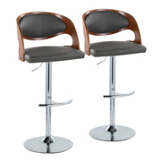 Set of two Lumi Source Pino mid-century modern adjustable barstools with swivel seats and rounded T-footrests, ideal for modern kitchens.
