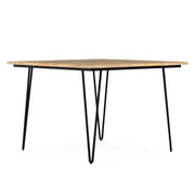 Simpli-Home Hunter square tabletop dining table with wooden finish, modern design, suitable for kitchen or dining room.