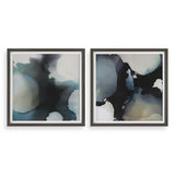 Set of two black abstract framed prints with telescopic design by Uttermost, featuring modern wall art with sleek black frames.