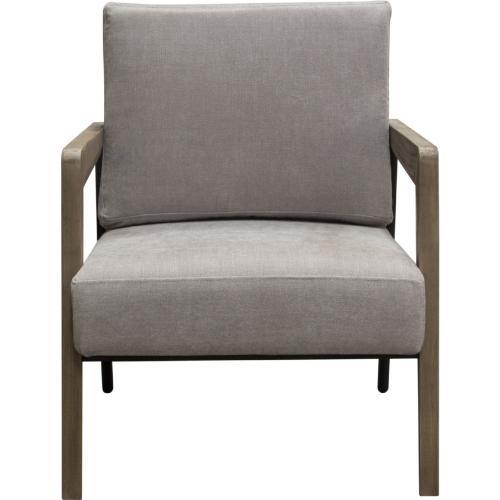 Blair Accent Chair in Grey Fabric with Curved Wood Leg Detail
