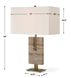 Turning - Point Travertine Table Lamp
