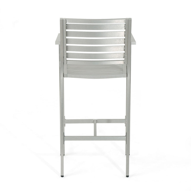 Outdoor Aluminum Rust Proof Barstools (Set of 2) - Silver - R&R Furniture Gallery (Fountain Valley, CA)