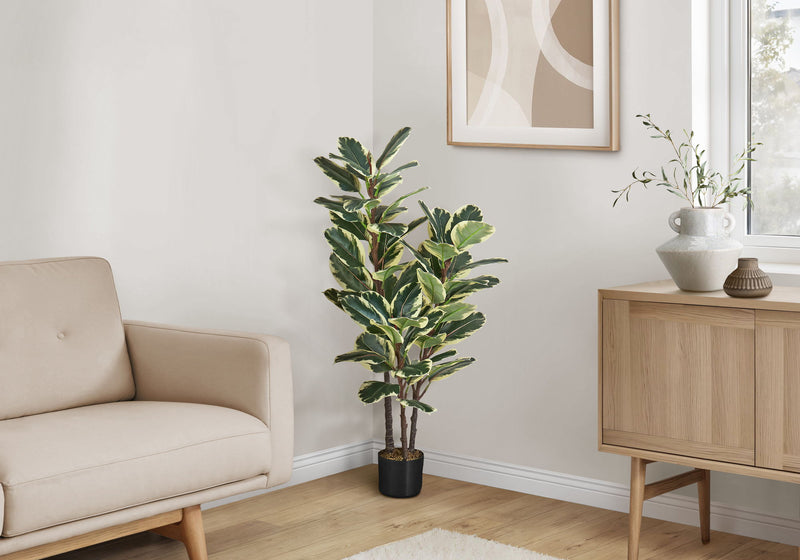 47" Tall, Artificial Plant, Oak Tree, Indoor, Faux, Fake, Floor, Greenery, Potted, Real Touch, Decorative - Green / Black - R&R Furniture Gallery (Fountain Valley, CA)