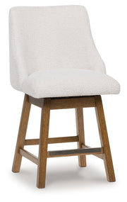 Cabalynn - Upholstered Swivel Barstool (Set of 2) - Oatmeal / Light Brown - R&R Furniture Gallery (Fountain Valley, CA)