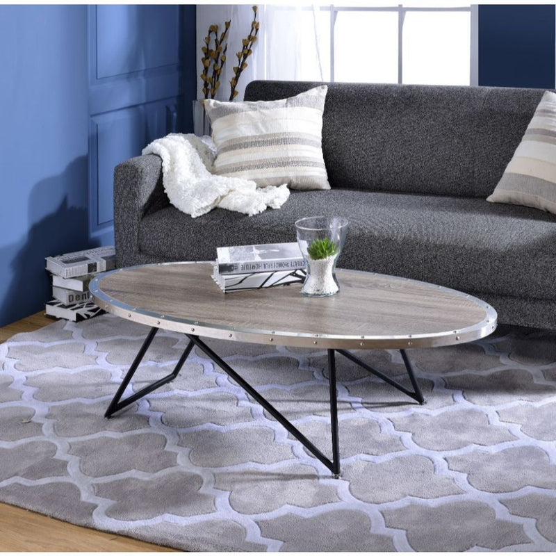 Allis - Coffee Table - Weathered Gray Oak & Metal - R&R Furniture Gallery (Fountain Valley, CA)
