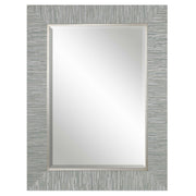 Gray wooden wall mirror by Uttermost with a sleek rectangular frame, perfect for modern interior decor.