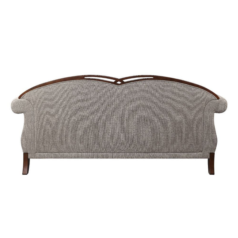 Miyeon - Sofa With 5 Pillows - Fabric & Cherry - R&R Furniture Gallery (Fountain Valley, CA)