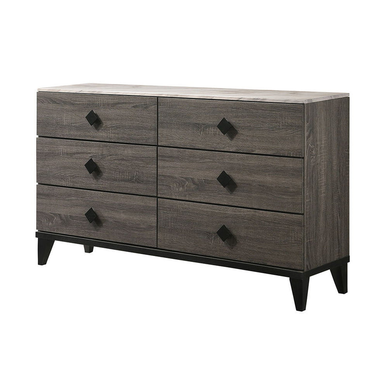 Avantika - Dresser - Faux Marble Top & Rustic Gray Oak - R&R Furniture Gallery (Fountain Valley, CA)