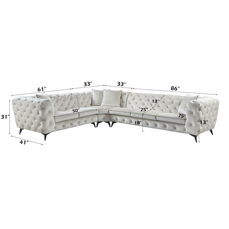 Atronia - Sectional Sofa With 4 Pillows - Beige Fabric - R&R Furniture Gallery (Fountain Valley, CA)