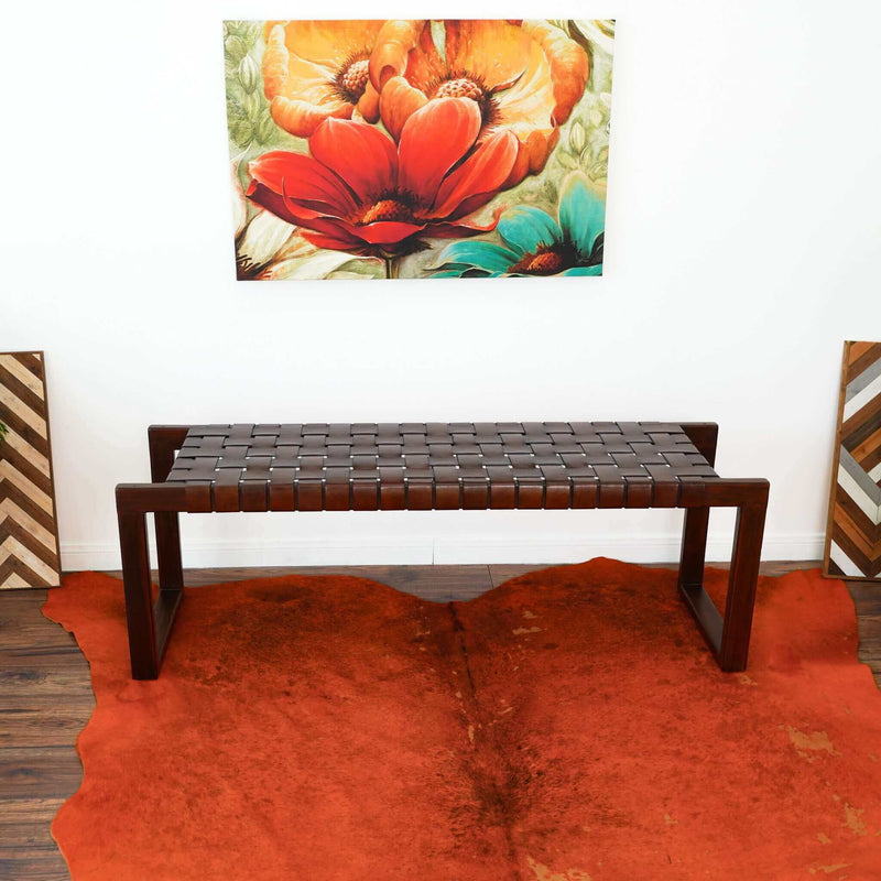 Christina - Bench - Cognac / Dark Brown / Tan - R&R Furniture Gallery (Fountain Valley, CA)