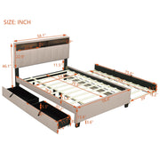 Upholstered Platform Bed With Storage Headboard, Trundle & 2 Drawers And A Set Of Sockets & USB Ports - R&R Furniture Gallery (Fountain Valley, CA)