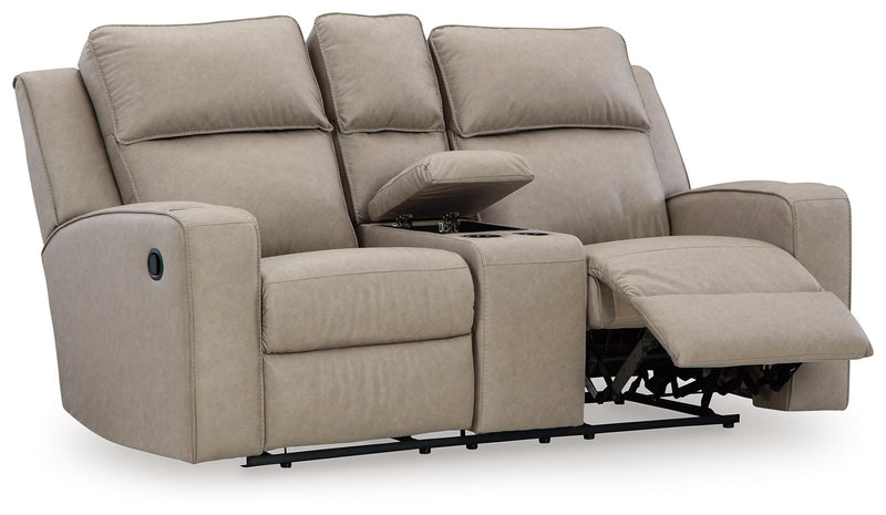 Lavenhorne - Dbl Rec Loveseat W/Console - Pebble - R&R Furniture Gallery (Fountain Valley, CA)