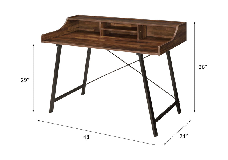 Sange - Writing Desk With USB - Walnut & Black - R&R Furniture Gallery (Fountain Valley, CA)