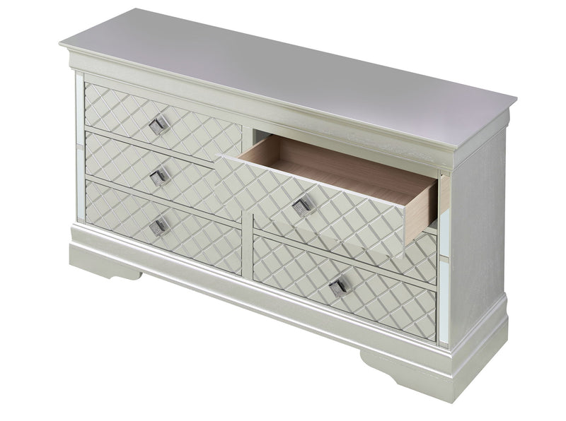 Glory Furniture Verona dresser with multiple drawers, modern wooden design, and sleek finish for bedroom storage.