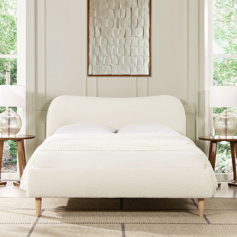 Roman - Curved Headboard Upholstered Platform Bed - R&R Furniture Gallery (Fountain Valley, CA)