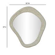 TOV Furniture Orpheus 35x31-inch ribbed wall mirror with faux stone frame, showcasing textured design and modern style.