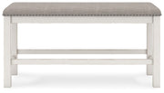 Robbinsdale - Dbl Counter Height Upholstered Dining Bench - Antique White - R&R Furniture Gallery (Fountain Valley, CA)
