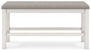 Robbinsdale - Dbl Counter Height Upholstered Dining Bench - Antique White - R&R Furniture Gallery (Fountain Valley, CA)