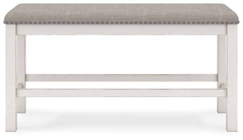 Robbinsdale - Dbl Counter Height Upholstered Dining Bench - Antique White - R&R Furniture Gallery (Fountain Valley, CA)