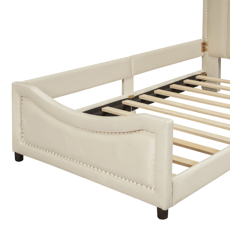 Upholstered Daybed With Classic Stripe Shaped Headboard - R&R Furniture Gallery (Fountain Valley, CA)