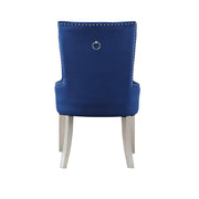 Varian - Side Chair - Blue Fabric & Antique Platinum - R&R Furniture Gallery (Fountain Valley, CA)