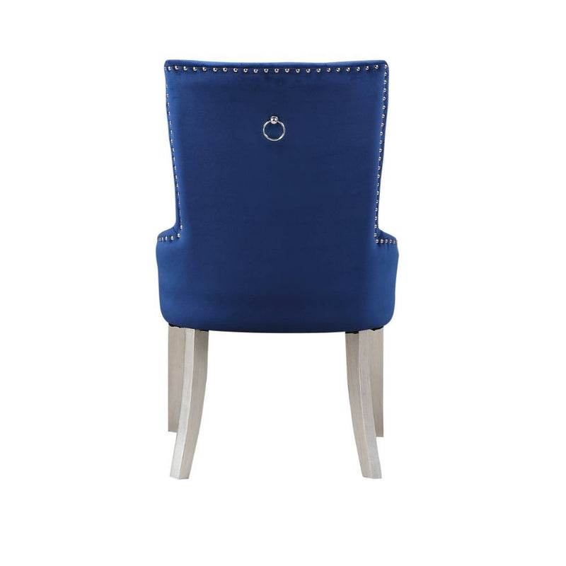 Varian - Side Chair - Blue Fabric & Antique Platinum - R&R Furniture Gallery (Fountain Valley, CA)