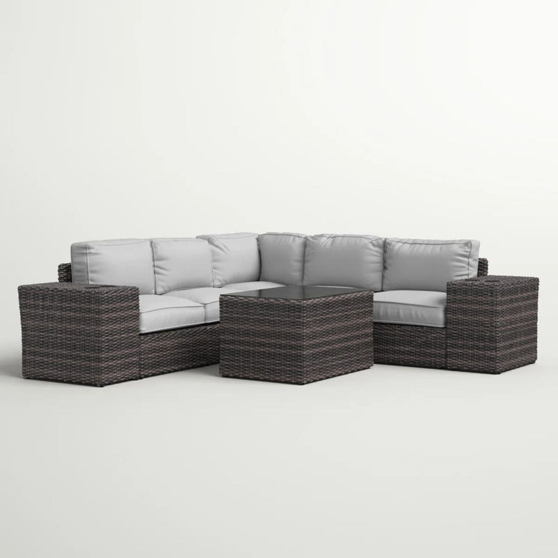 Modern Patio Rattan Sectional Set With Cushions - R&R Furniture Gallery (Fountain Valley, CA)
