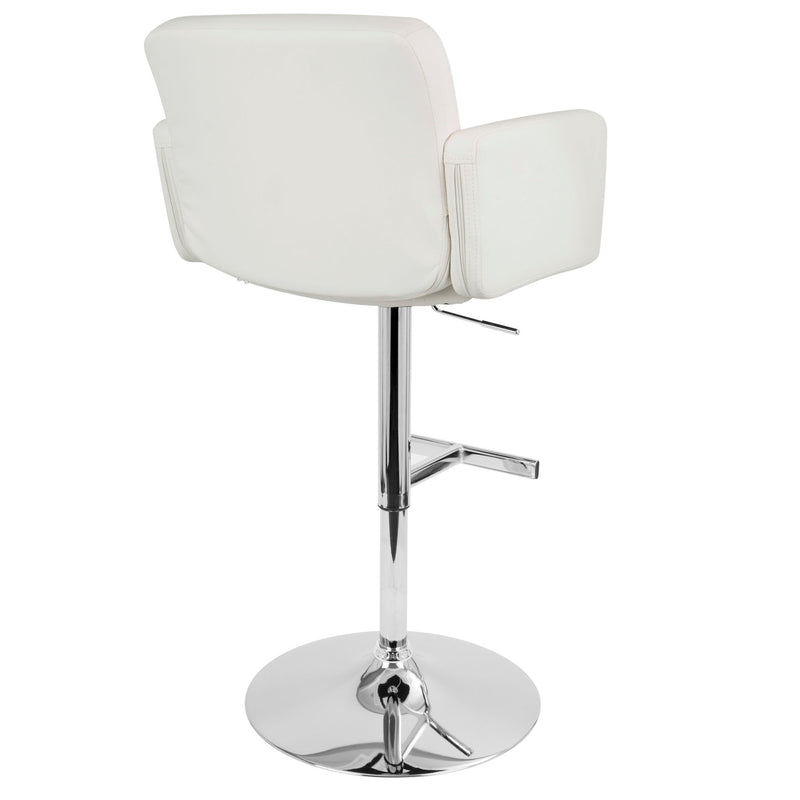 Lumi Source Stout contemporary adjustable barstool with swivel, bar height 28-30 inches, featuring modern design and wooden accents.