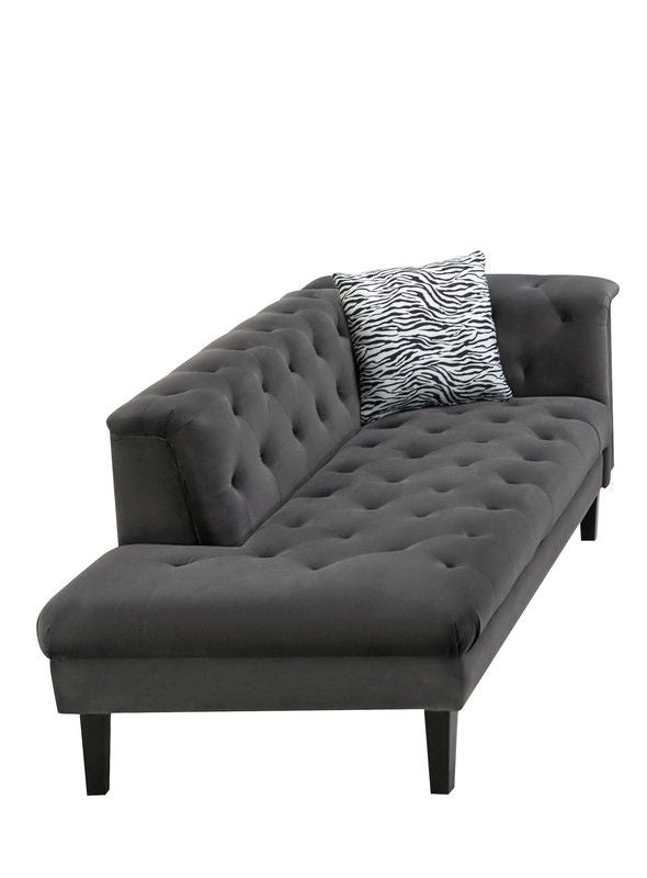 Mary - Tufted Chaise With 1 Accent Pillow - Dark Gray - R&R Furniture Gallery (Fountain Valley, CA)