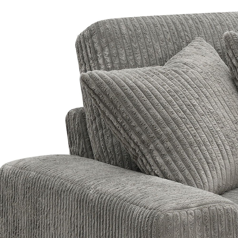 Tavia - Reversible Sectional Sofa With 6 Pillows - Gray Corduroy - R&R Furniture Gallery (Fountain Valley, CA)